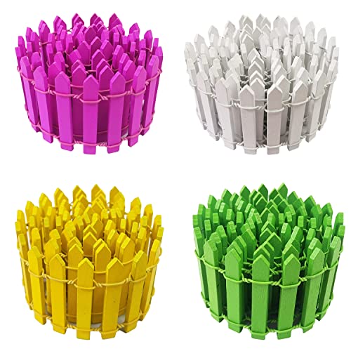 MaehSab 4 Pcs 90cm Miniature Fairy Garden Ornament Wood Fence, Decorative Picket Mini Fence for Dollhouse Fairy Garden DIY Diorama Project