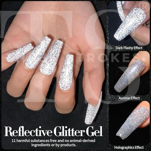 Image of THR3E STROKES Gel Nail Polish Set - 6 Colors Gel Polish Glitter Gel Polish Sparkle Nail Polish Gel Manicure DIY Salon Nail Art Gifts (DISCOPAL, 7.5ML)