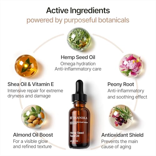 THANIKA Hemp Oil - Lightweight Cold Pressed Hemp Seed Oil Organic for Face to Hydrate, Nourish & Enhance Skinâs Radiance - Non-Greasy Moisturizer for All Skin Types â 1 fl oz - Image 4