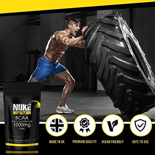 Nuke Nutrition BCAA Capsules | 60 Capsules 1000mg | Advanced Essential Amino Acids Supplement to Build Lean Muscle | Boost Recovery, Muscle Building & Growth | Leucine, Isoleucine & Valine | Vegan