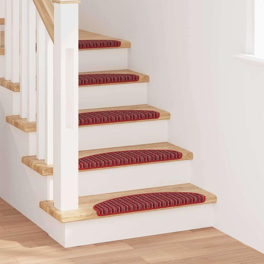 Selbstklebende Treppenschoner 15 Stück Rot 65 x 21 x 4 cm Treppenstufen Matten, Teppich Innen für Treppen, rutschfest Stufenmatten Treppenteppich