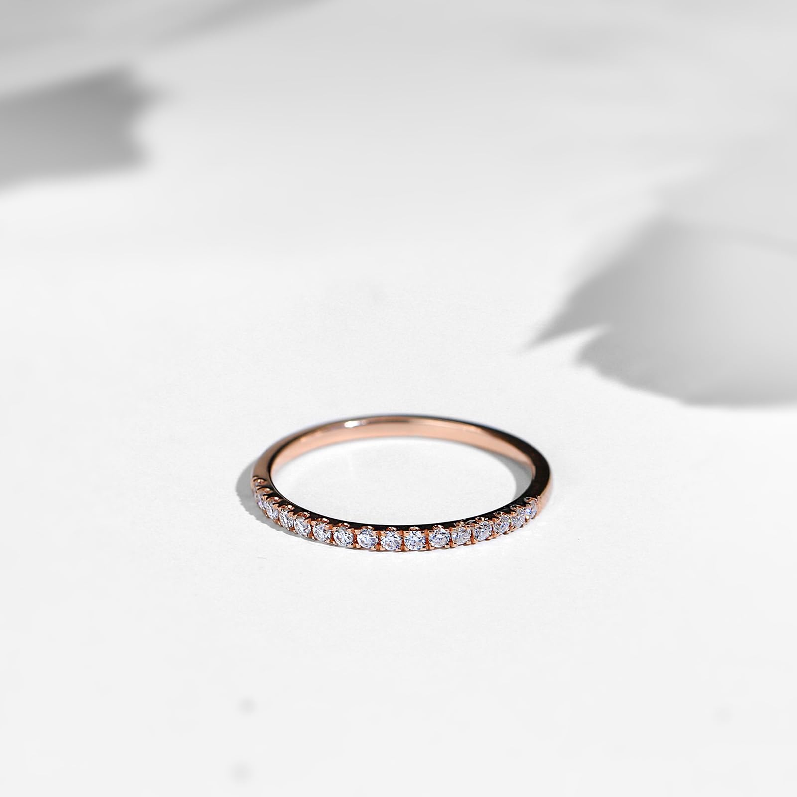 Anillo de boda para mujer, diseño de rosa, 18 K, apilable, con corte redondo, tamaño 66 (21.0)