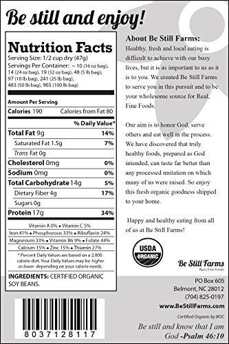 Be Still Farms Organic Soybeans (2lb) Raw Soy Beans are Organic Beans and Non GMO - aka Soya Bean - Crush into Soybean Powder- Easily Sprouting Soybeans- Bulk Soy Beans