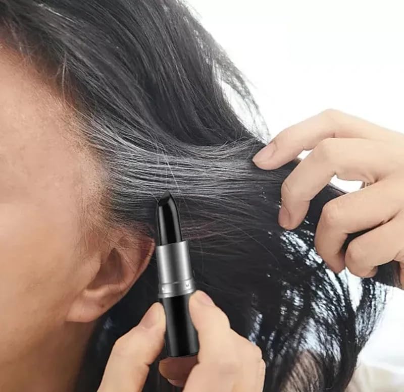 Image of LISHER Black Hair Dye Pencil for Men & Women Grey Hair Coverage Touch Up Stick Instant Hair Colour Stick for Women Cute Colour Hair Dye Black Root Touch Up for Grey Hair Concealer