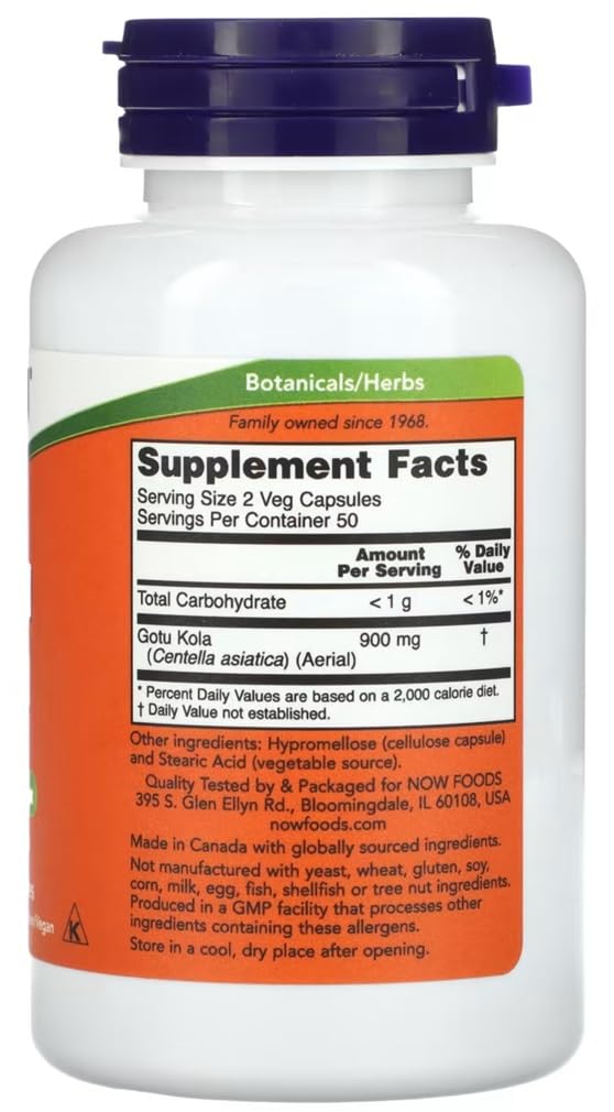 Now Foods - Gotu Kola, 450mg | Extrait de qualité supérieure 450mg - 100 capsules