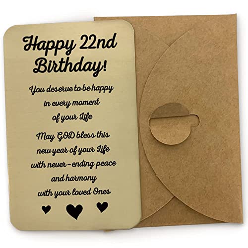 Paintio 22nd Birthday Card Aluminum - 22nd Birthday Gift Idea - Metal Wallet Insert Card - Birthday Cards for Women or Men - 22 Birthday Gift for Him or Her - Anniversary Card for Her or Him4
