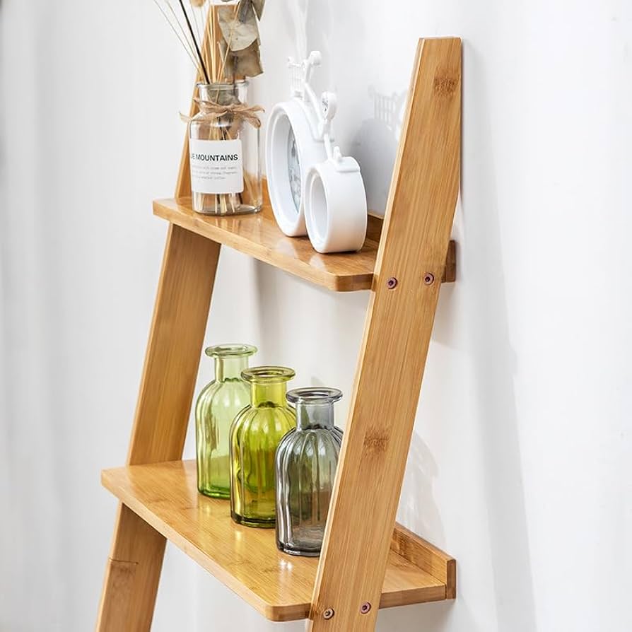 Amazon｜ラダーラック 木製 ラダーシェルフ スリム 飾り棚 収納ラック