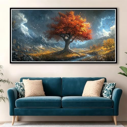 Broderie diamant grand format 180x90cm arbre de vie abstrait 5D kit complet mosaïque