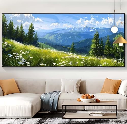 Broderie Diamant Complet Kit prairie 60x130cm contre le stress pour retrouver le calme chez soi