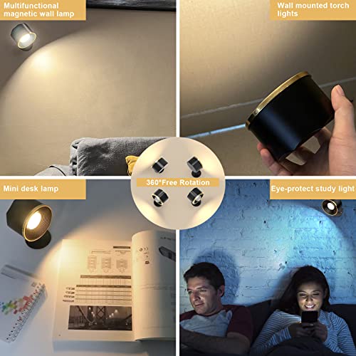 Speclux Led Wall Mounted Reading Lights, Wall Sconce 4 Color Modes & 3 Brightness, 2 Pack Wall Lights Rechargeable Battery Operated 360°Rotate Cordless Multifunctional Magnetic Wall Lamp With Remote #TOP3