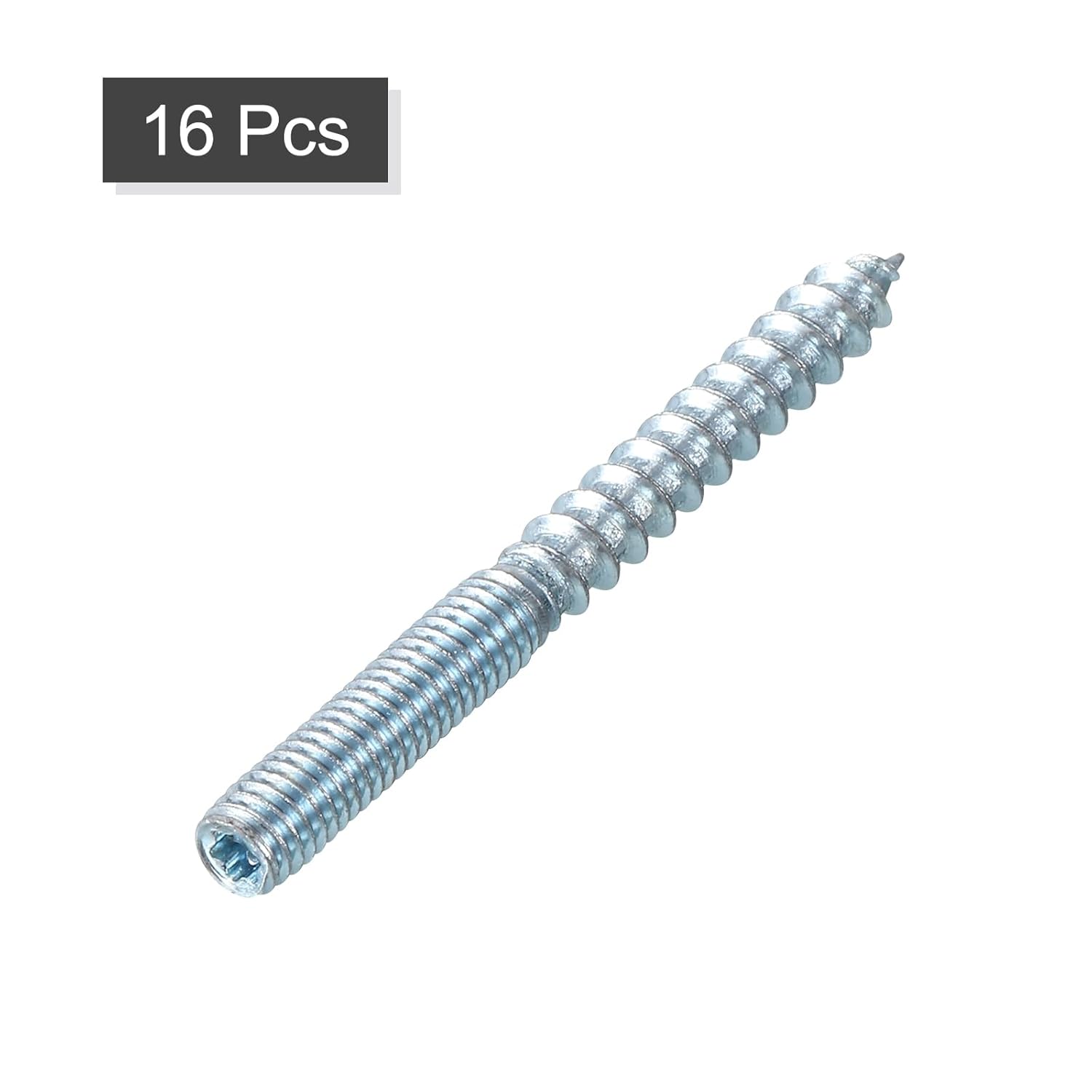 sourcing map M6 Hanger Bolts Length 2-3/8"(60mm) Double Headed Bolts Self-Tapping Screw 6mm Wood Joint Furniture Legs 16pcs