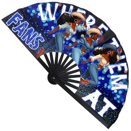 WUPIAH Where Them Fans At Clack Fan for Line Dancing,13'' Boots on the Ground Hand Folding Popping Fan Dance for Party, Performance, Decoration (Style 3)