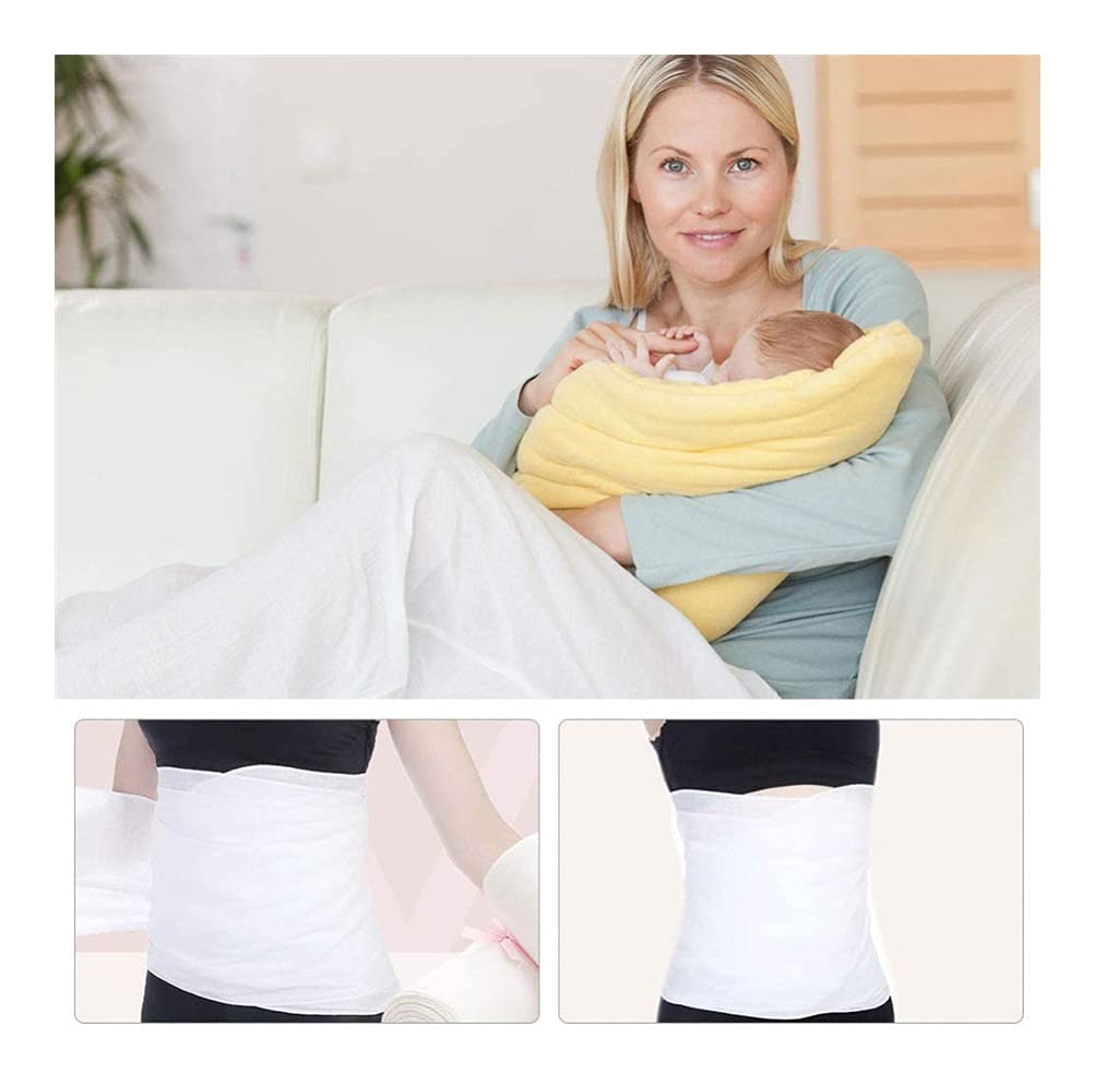 Bauchband nach der Geburt, Gaze, Baumwolle, atmungsaktiv, zur Erholung der Schwangerschaft, Bauchwickel für Frauen und Mädchen, schlanke Versorgung (Weiß, Größe L, 2 Rollen)
