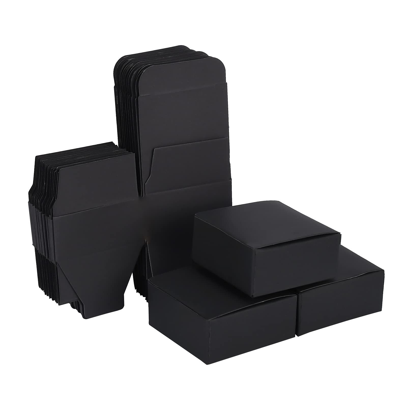 NIGNYA Black Favor Boxes, Tiny Gift Boxes for Presents, Small Kraft Gift Box 2.16x2.16x0.98 inch, 50 Pack Black Box with Lid for Favors, Ornaments, Candy, Tiny Items, Small Business
