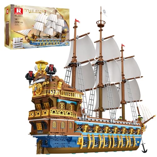 Reobrix Royal Pirate Ship Building Set for Adults, 2858-Piece Large