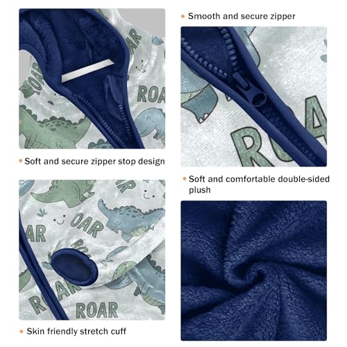 CHIFIGNO Cute Dinosaurs Toddler Boys Fleece Zip up Jacket Light Soft Fleece Jacket 3T3