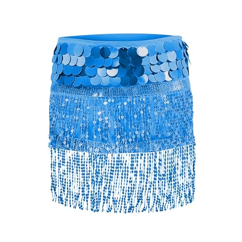 MOKBAY Disfraz Danza del Vientre Fatos Carnaval Homem Original de Lentejuelas Faldas Lentejuelas Danza del Vientre Flecos Carnaval Mujer Azul Cielo Disfraz Chandal Años 80 Mujer Azul Cielo One Size