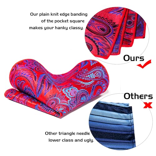 Image of 5PCS Tie and Pocket Square for Men, Silk Necktie and Handkerchief Cufflinks with Gold Ring and Lapel Pin Set