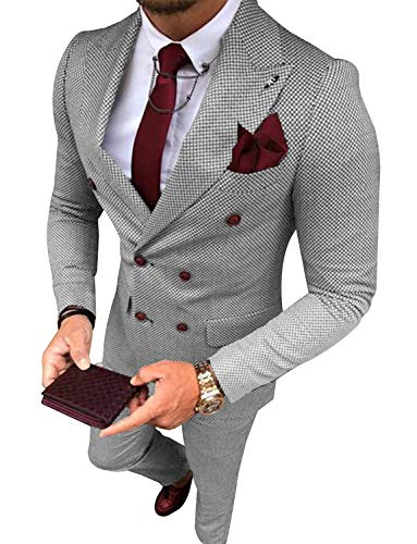 Costume plaid pour homme 2 pièces de mariage chic et élégant