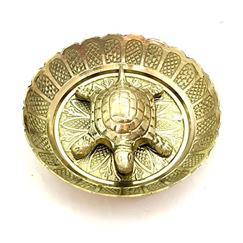 Schildkröte mit Teller aus reinem Messing für Büro, Heimdekoration, Feng Shui, Metall-Wasserplatte, Vastu Living Reichtum, Gesundheit, Glück Set Cover