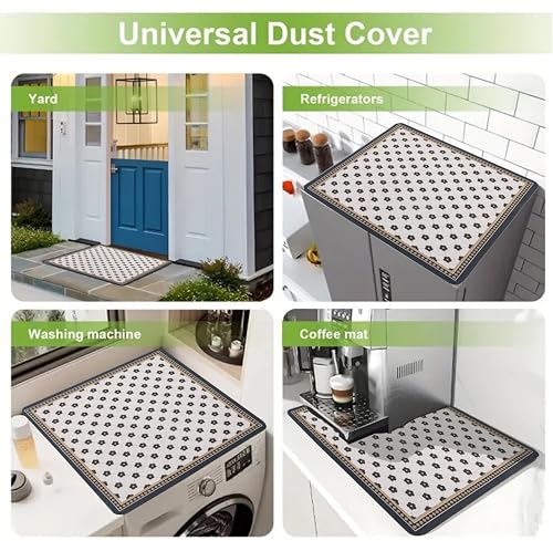 Image of Homecloud Washing Machine Mats for Top of Washer, Washing Machine Protective Mats, Dish Drying Mat, Non-slip Waterproof Washer Dryer Dust Cover Mat for Laundry & Kitchen (60cm x 60cm) (White)