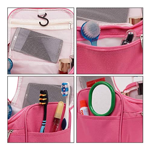 Yixty-Portable-Hanging-Travel-Toiletry-Bag-Waterproof-Dopp-Kit-for-Shaving-Makeup-Accessories-Women-Cosmetic-Organizer-with-Large-Capacity-for-Gym-Camping-Pink-Cosmetic-Pouch