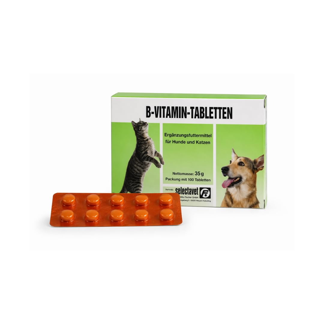 Comprimidos de vitamina B | Paquete doble | 2 x 100 pastillas | Complemento alimenticio para perros y gatos | Vitaminas B para situaciones de deficiencia y trastornos digestivos