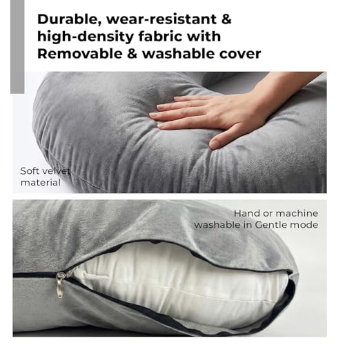 Image of Lifelong Pregnancy Pillow for Women | J-Shaped Full Body Maternity Pillow for Sleeping | Support for Belly, Back, Hips & Legs | Multipurpose Hug Pillow for Nursing & Pregnant Women with Velvet Cover
