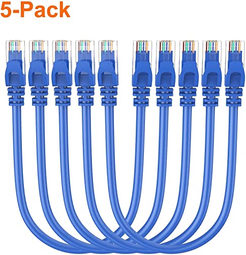 Cablecreation Cat 6 Ethernet Cable 5 Pack 1Ft, Internet Network Cords Patch Lan Cable, 23 Awg High Speed Rj45 Wire For Router, Modem, Computer, Short Ethernet Cable1 Ft, Blue #TOP7
