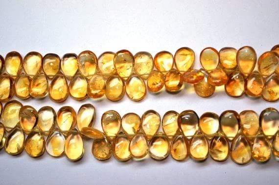 Citrine briolette poire lisse en pierres naturelles pour des montages de boucles d'oreilles fluides et stables