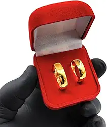 Par de Alianças de Casamento Banhada a Ouro 18k Noivado Premium 6mm Lisas Extra Luxo Original