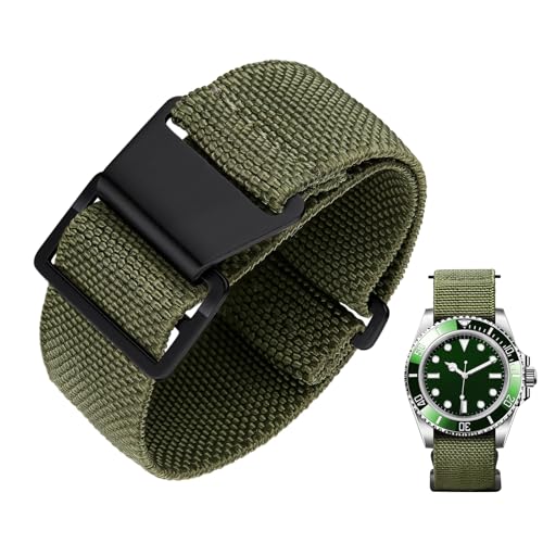 Image of BINLUN Elastic Nylon Watch Band 18mm 20mm 22mm Marine Nationale Fabric Military Parachute Replacement Watch Strap Men Women Silver & Black Buckle - Upgraded Hook-and-Loop Buckle