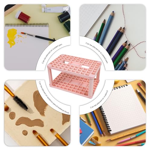 Image of Paint & Makeup Brush Holder, Square Plastic Organizer for Cosmetic Brushes, Art Pens, Pencils, Markers, Calligraphy Pens, Small Tools Storage