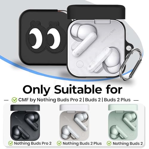Image of Soft Silicone Case Cover for CMF by Nothing Buds Pro 2 | Buds 2 | Buds 2 Plus (Black Eye)