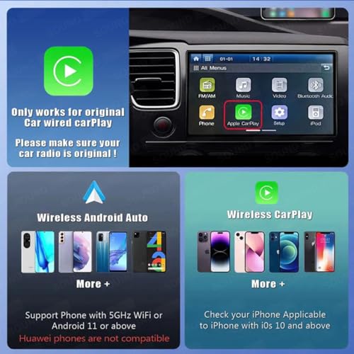 Image of SOUND FIRE SF-CA03 Wired to Wireless Carplay & Android Auto USB Adaptor Plug N Play for OEM Car Stereo