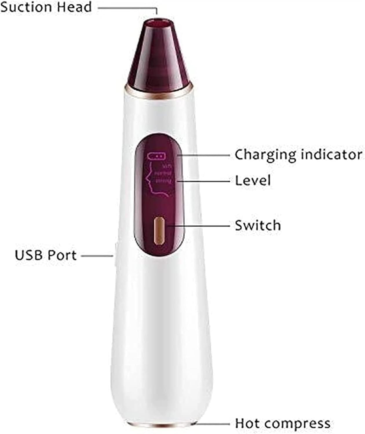 Blackhead Machine Vacuum Pore Cleaner, with Camera Visible Blackhead Removal Facial Pore Cleaner, with 4 Suction Heads