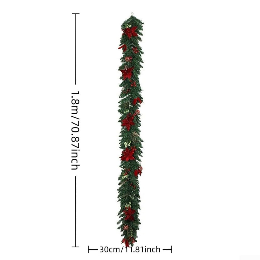 Guirlande de Noël avec Poinsettias Rouges et Baies,