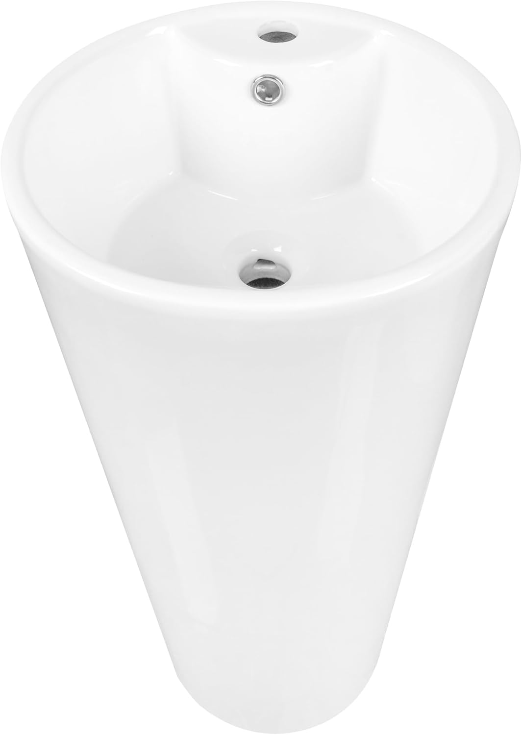 DeerValley 15" X 15" Circular Basin Pedestal Sink, Apex White Ceramic Pedestal Bathroom Sink with Overflow and Pre-Drilled, Modern Bath Porcelain Pedestal Sink Combo, DV-1P527
