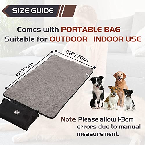 Bibykivn Hundedecke,Faltbare Haustierdecke,wasserdichte Hundematte für draußen,100 x 70 cm,mit Tragetasche für Hunde,Reisedecke für Hunde Katzen,Haustiere Picknickdecke(Schwarz - Flaumig)