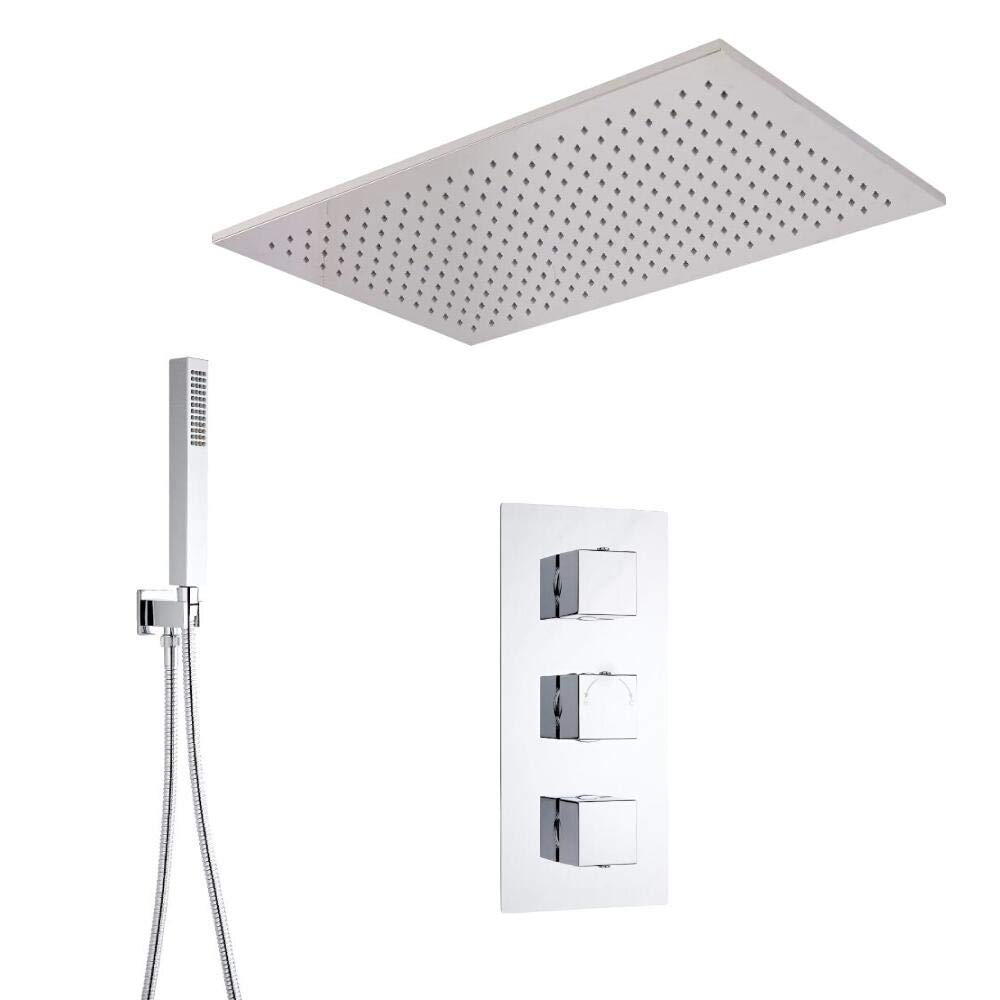 Milano Chrome Arvo Thermostatic Mixer Valve Ceiling Mounted Shower Head Handset