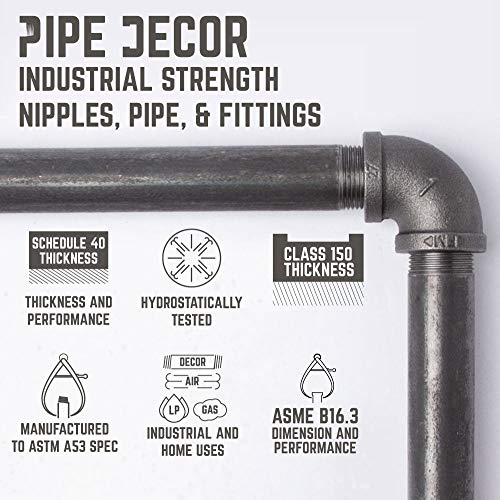 Pipe Décor Industrial Pipe Shelf Brackets 4 Pack, Authentic Pipe Plumbing Fittings And Pieces, Wall Mounted Double Flange Floating Shelves, Rustic Bracket Set For Vintage Shelving Decor (4 Inch) #TOP7