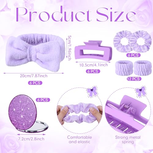 Suncalla 48 Pcs Bridesmaid Proposal Gifts Spa Party Favors Birthday Return Gifts Sleepover Slumber Party Velvet Jewelry Box Headband Scrunchies Hair Clip Jewelry Case Mirror for Women (Dark Purple) by Suncalla - Used condition - Image 4