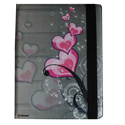 Jytrend Ipad Air 2 Case 360 Degrees Rotating Stand Leather Magnetic Smart Cover Case With Wake Sleep Feature For Ipad Air 2(2014 Model) With Screen Protector, Stylus,Cleaning Cloth, Pink Heart Flower #TOP1