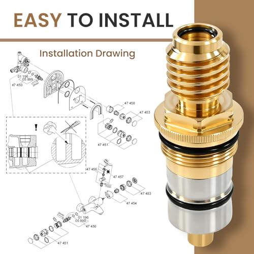 GR-47450000 Thermostat-Kartusche 1/2\ aus Messing und Edelstahl – kompatibel mit Grohtherm 1000/3000 sowie Automatic 2000 – Ersatzteil 47450000