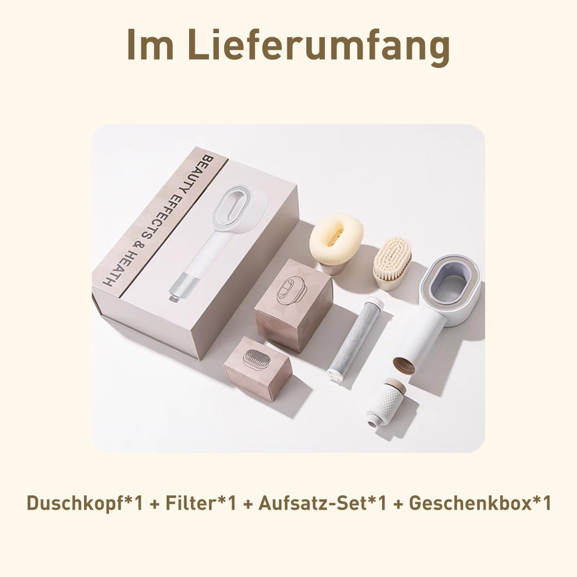 Doodle Duschkopf Mit Filter, Weiß | Hochdruck Massage, Gegen Kalk, Entfernt Harten Wasser Rest-Chlor & Schwermetall, Mit Zubehör