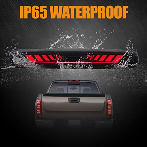Image of Third 3rd Brake Light for 1999-2006 Chevy Silverado /GMC Sierra 1500 2500 3500HD, 2007 Silverado /Sierra Classic Model LED Time Tunnel Sequential High Mount Stop Light Rear Center Tail Lamp