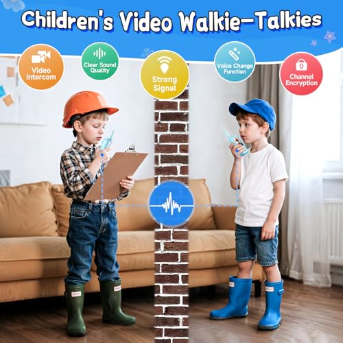 Image of Video Walkie Talkies for Kids, Handheld 2 Pack Rechargeable Video Intercom Kids Walkies Talkies, Indoor Outdoor Toys for Family Games, Outside, Camping, Hiking for Boys Girls Ages 3-12 (Blue /Blue)