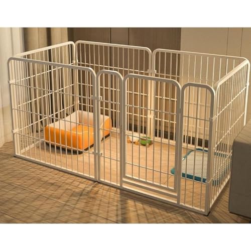 Wyazziv犬 ペットフェンス ペットサークル サークルケージ 120×60cm 6枚 セットドア付接続式 折りたたみ 柵 置くだけ 室内室外兼用 簡単組み立て 工具不要 自立 ケージ 形組み換え可能 犬用 小型犬 猫 うさぎ 広げる レイアウト自由 (