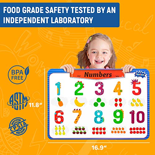 Teytoy Kids Placemats Set Of 5, Laminated Toddler Educational Learning Table Place Mats, Alphabet Math Shapes Colors Calendar, Children Montessori Eat Mat No Slip Waterproof Heat Resistant 17X12Inch #TOP4