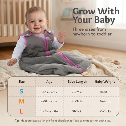 Image of Baby Deedee Sleep Nest Original - Baby Sleep Sack 2.5 TOG 18-36M Sugar Plum | Patented shoulder snaps and full-length zipper help make dressing and changes easier for cooler season routines